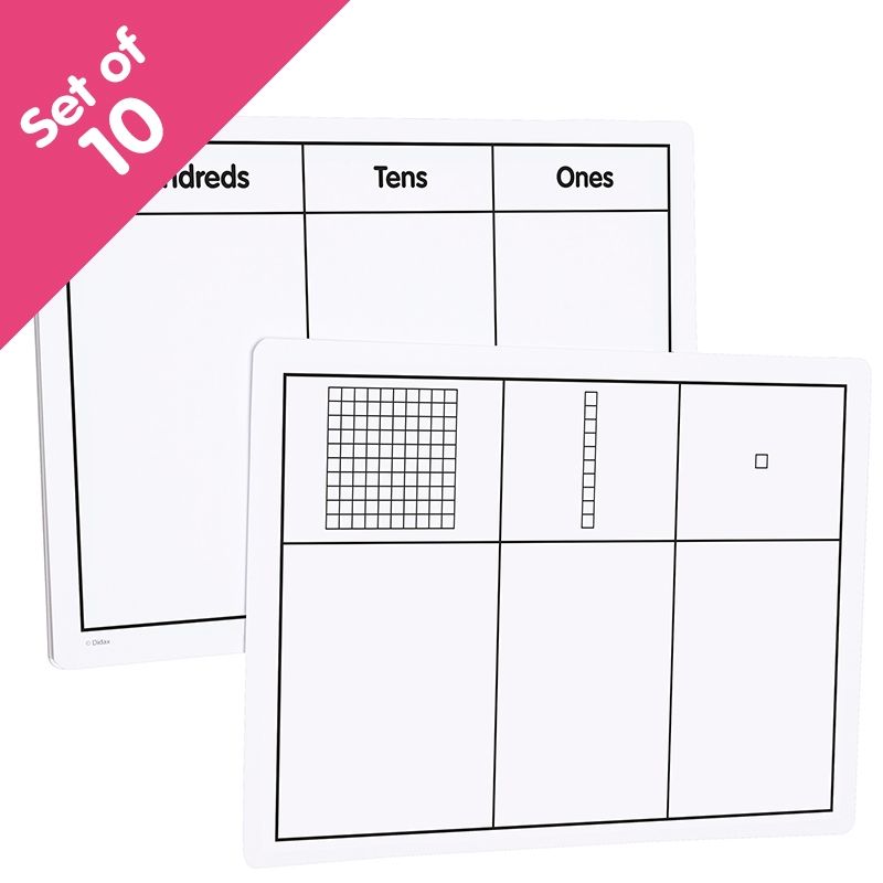 Write-On/Wipe-Off Base Ten Mats, set of 10-Math-Tools 4 Teaching-Classroom Decor and More