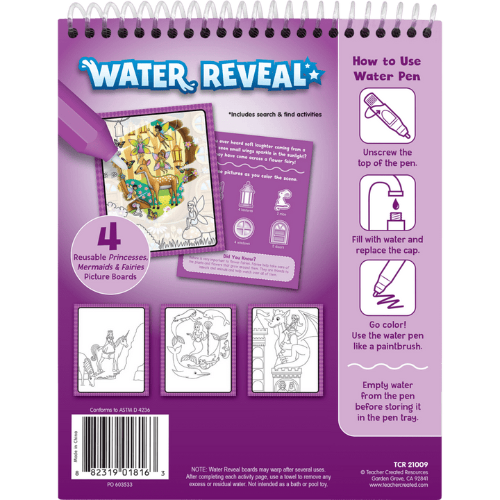 Princess, Mermaids, & Fairies Water Reveal-Activity Pads-Tools 4 Teaching-Classroom Decor and More