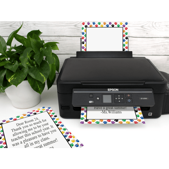 Colorful Paw Prints Computer Paper-Computer Paper-Tools 4 Teaching-Classroom Decor and More