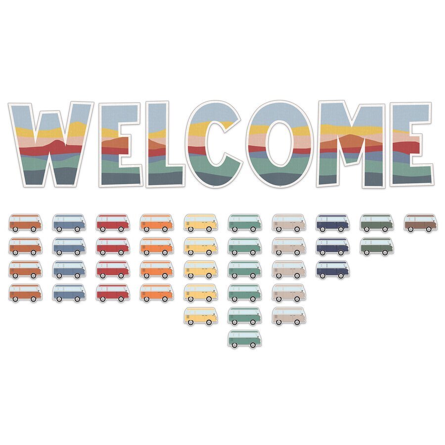 Moving Mountains Road Trip Welcome Bulletin Board-Bulletin Board Sets-Tools 4 Teaching-Classroom Decor and More
