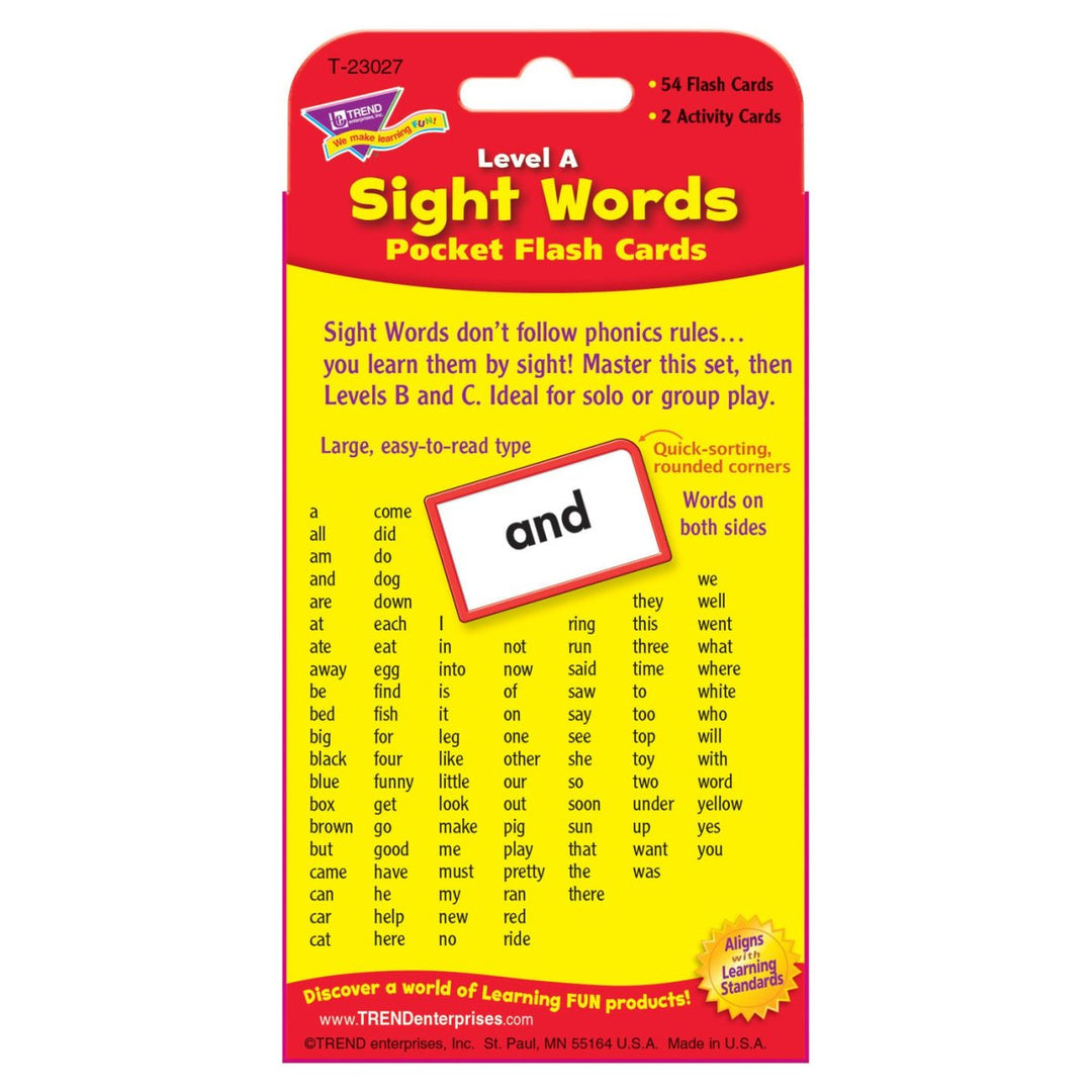 Sight Words – Level A Pocket Flash Cards-Flashcards-Tools 4 Teaching-Classroom Decor and More