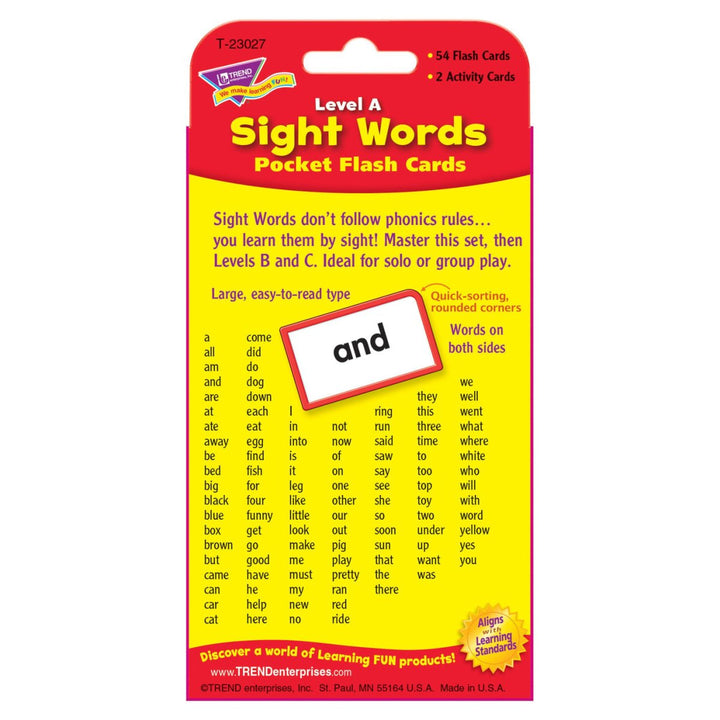 Sight Words – Level A Pocket Flash Cards-Flashcards-Tools 4 Teaching-Classroom Decor and More