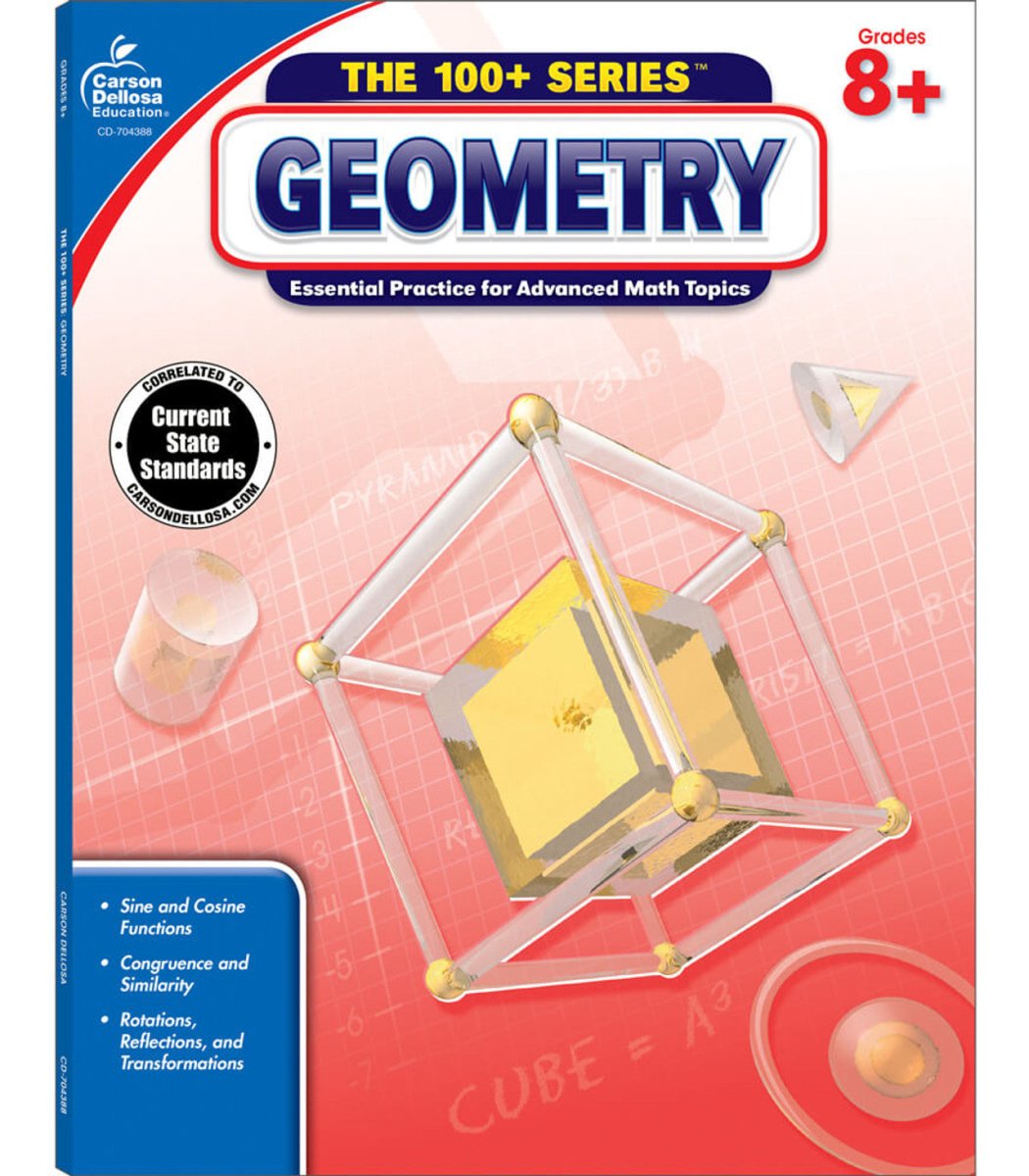 The 100+ Series™: Geometry Workbook Grade 8-10 (Paperback)-Math Books-Tools 4 Teaching-Classroom Decor and More