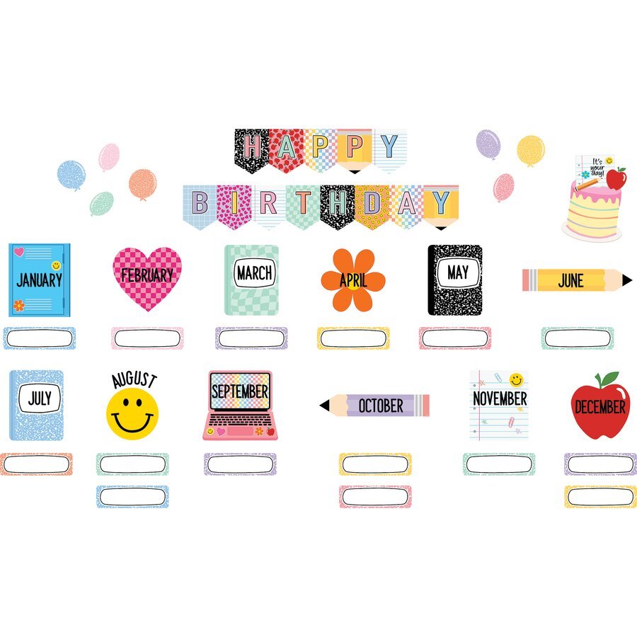 Cool for School Happy Birthday Mini Bulletin Board-Mini Bulletin Boards-Tools 4 Teaching-Classroom Decor and More