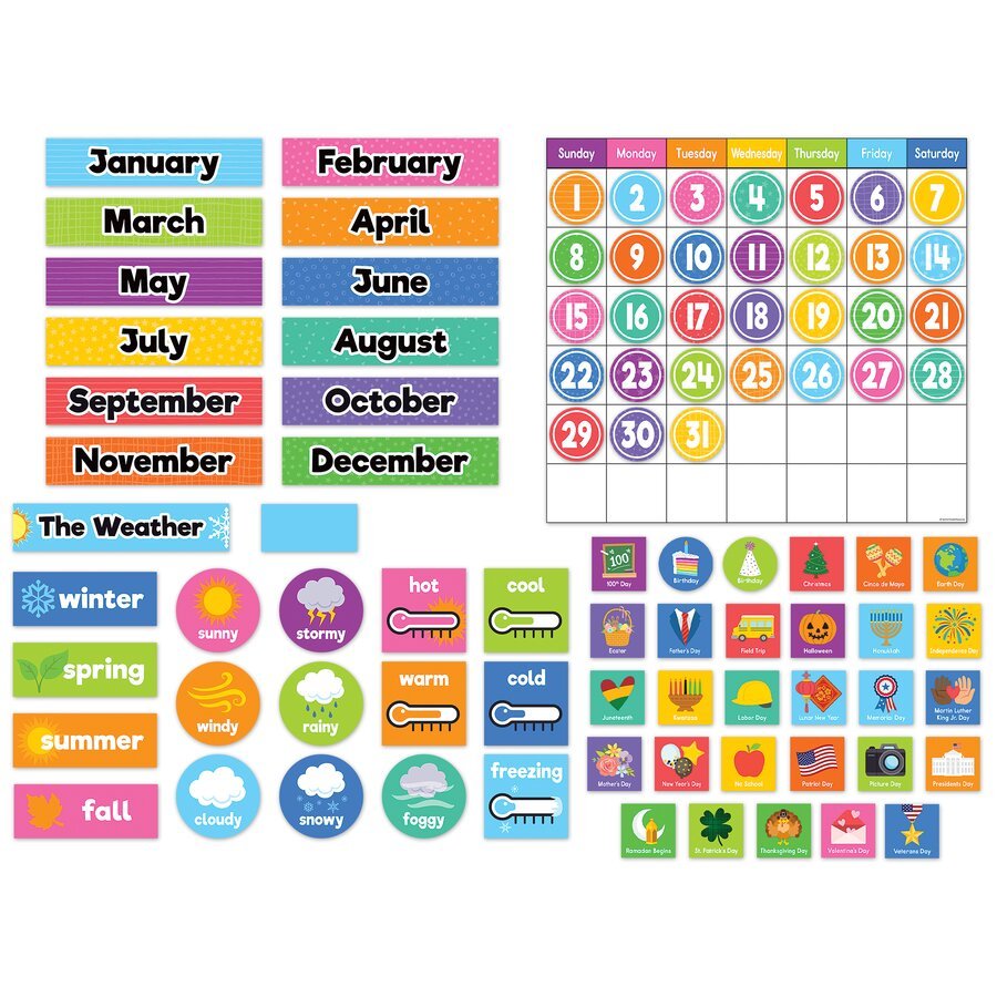 Colorful Magnetic Calendar Set-Calendars-Tools 4 Teaching-Classroom Decor and More