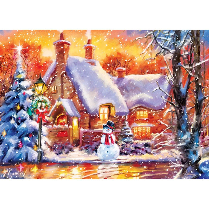 Sparkle & Shine - Snowman Cottage 500 Piece Glitter Jigsaw Puzzle-Puzzles-Tools 4 Teaching-Classroom Decor and More