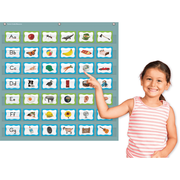 Calming Blue 7 Pocket Chart-Pocket Charts-Tools 4 Teaching-Classroom Decor and More