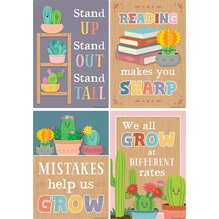Happy Cactus Crew Positive Sayings Small Poster Pack-Posters-Tools 4 Teaching-Classroom Decor and More