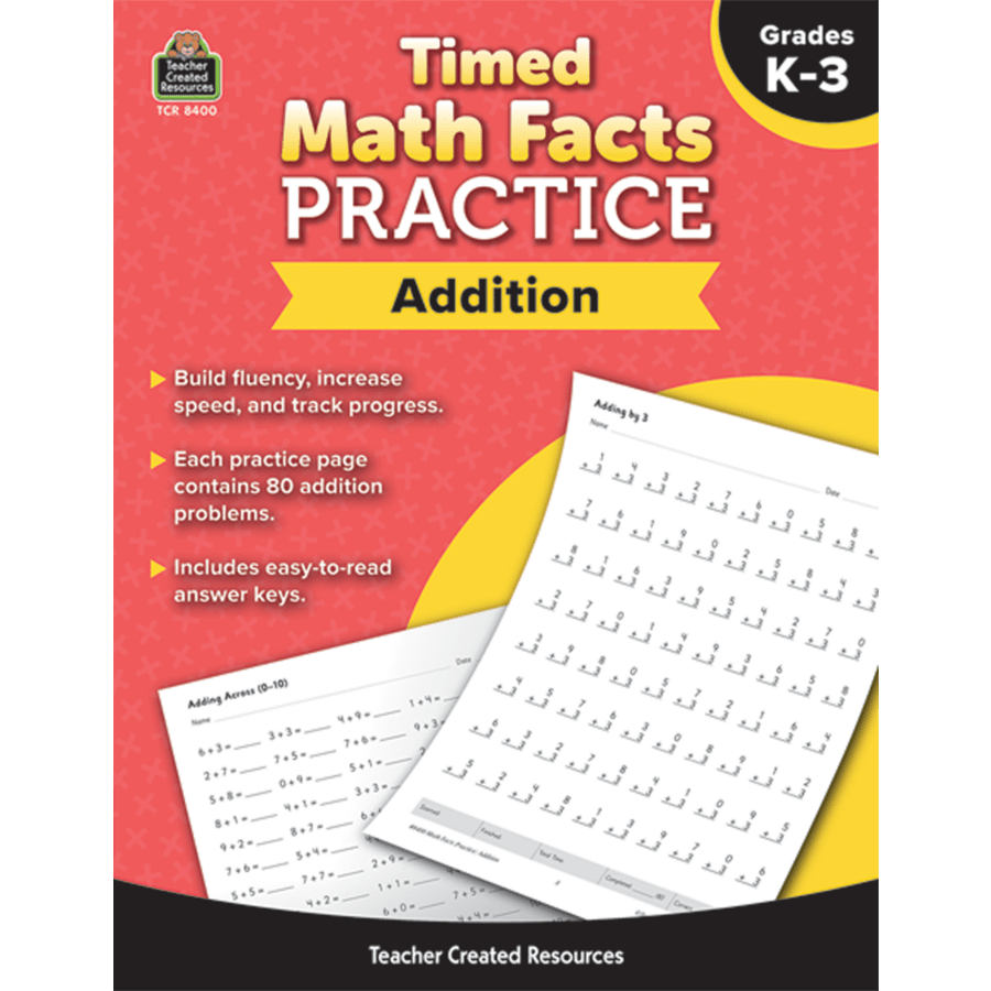 Time Math Facts Practice Book: Addition (Grades K-3)-Addition & Subtraction-Tools 4 Teaching-Classroom Decor and More