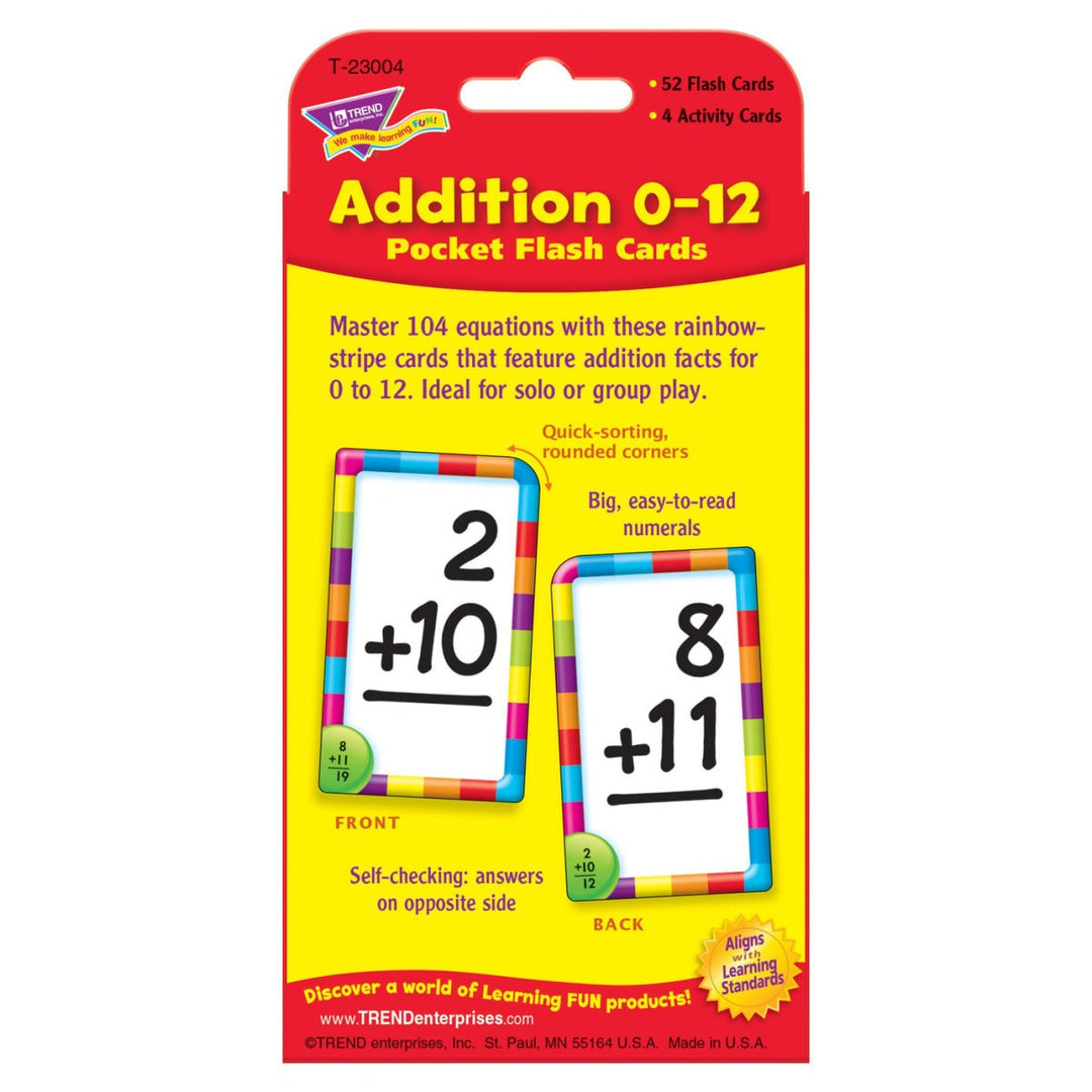 Addition 0-12 Pocket Flash Cards-Flashcards-Tools 4 Teaching-Classroom Decor and More