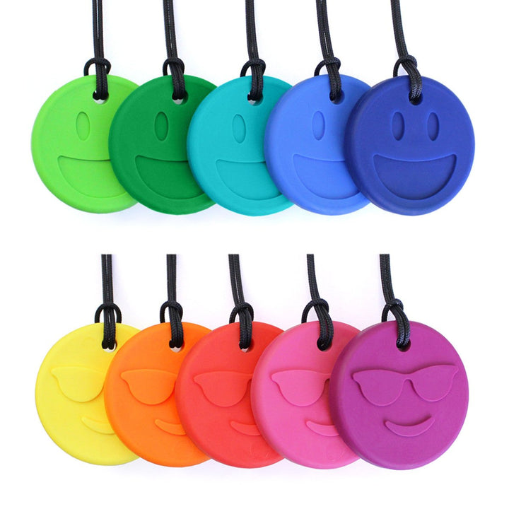 Ark's Smiley Face Chewmoji® Chewelry - Hot Pink, XT / Medium Firm-Sensory Play-Tools 4 Teaching-Classroom Decor and More