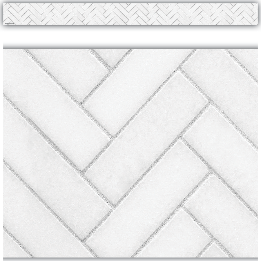 *Modern Farmhouse White Herringbone Straight Border Trim-Borders-Tools 4 Teaching-Classroom Decor and More