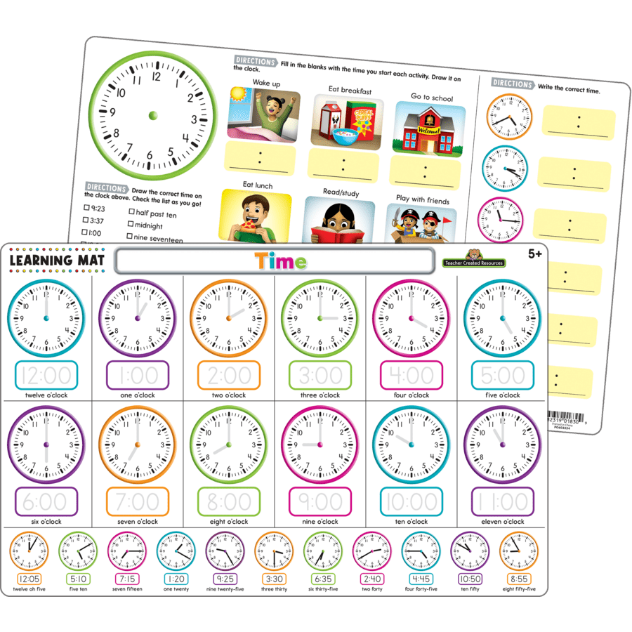Time Learning Mat-Teaching Materials-Tools 4 Teaching-Classroom Decor and More