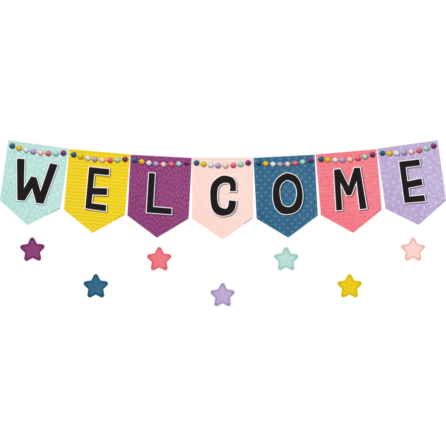 Oh Happy Day Pennants Welcome Bulletin Board-Bulletin Board Sets-Tools 4 Teaching-Classroom Decor and More