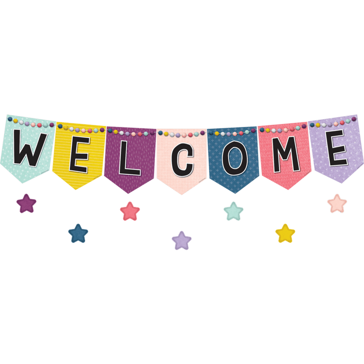 Oh Happy Day Pennants Welcome Bulletin Board-Bulletin Board Sets-Tools 4 Teaching-Classroom Decor and More