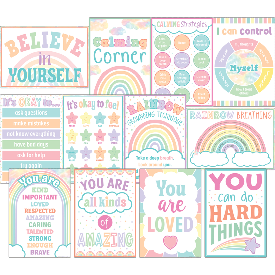 Pastel Pop Calming Strategies Small Poster Pack-Bulletin Board Sets-Tools 4 Teaching-Classroom Decor and More