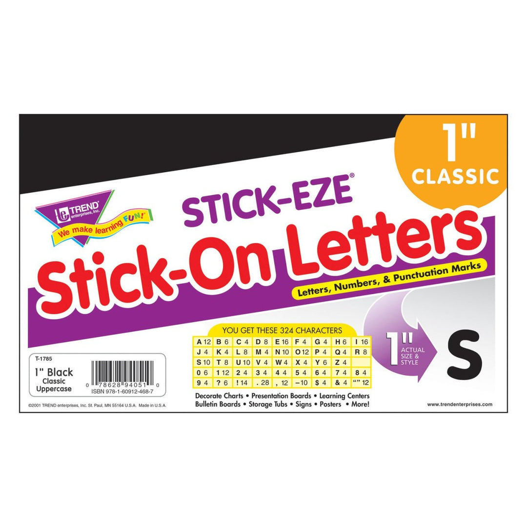 Black 1-Inch Letters, Numbers, & Marks STICK-EZE® Stick-On Letters-Letters-Tools 4 Teaching-Classroom Decor and More