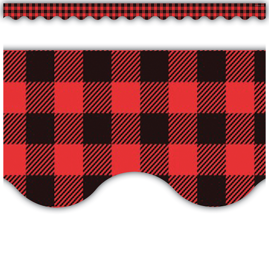 Red and Black Gingham Scalloped Border-Borders-Tools 4 Teaching-Classroom Decor and More