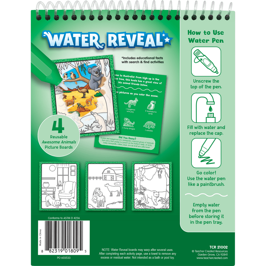 Awesome Animals Water Reveal-Activity Pads-Tools 4 Teaching-Classroom Decor and More