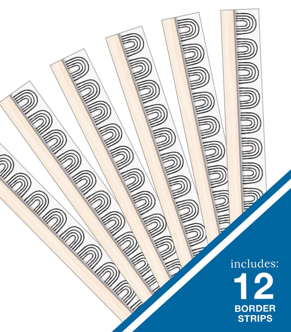 Creatively Inspired Black & White Rainbows Straight Bulletin Board Borders-Borders-Tools 4 Teaching-Classroom Decor and More