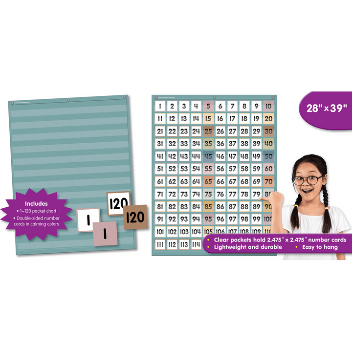 Calming Colors 1–120 Pocket Chart-Pocket Charts-Tools 4 Teaching-Classroom Decor and More