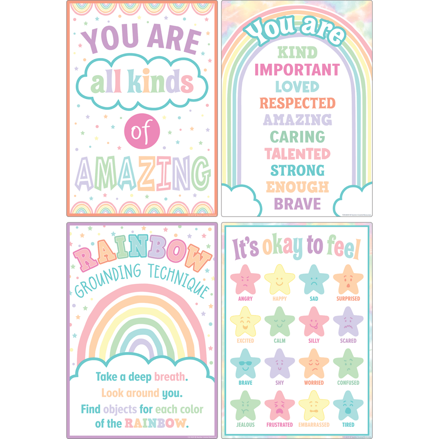 Pastel Pop Calming Strategies Small Poster Pack-Bulletin Board Sets-Tools 4 Teaching-Classroom Decor and More