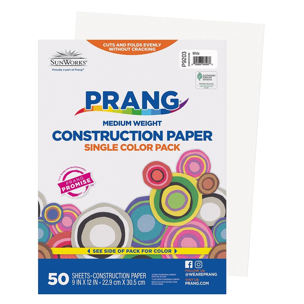 Prang® Construction Paper White 9" X 12" White 50 Sheets-Construction Paper-Tools 4 Teaching-Classroom Decor and More