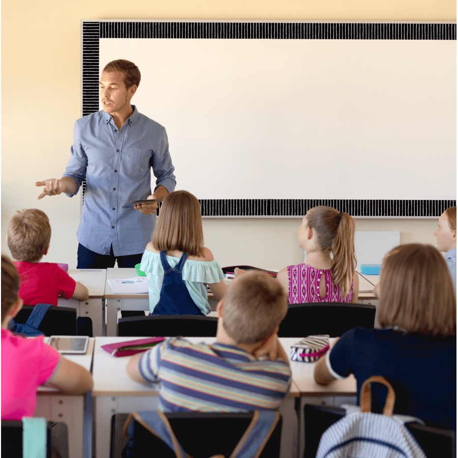 Black with White Pinstripes Straight Border Trim-Borders-Tools 4 Teaching-Classroom Decor and More