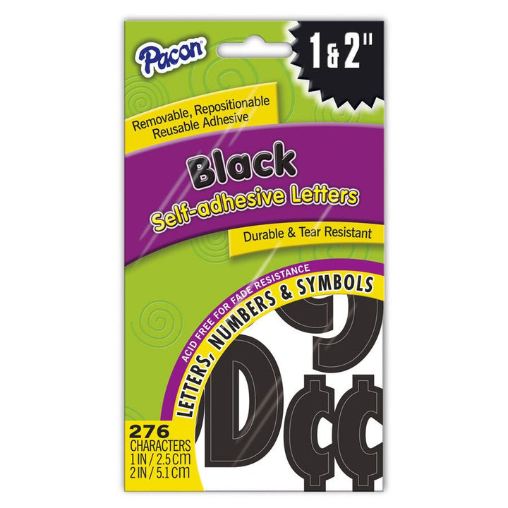 Pacon® Self-Adhesive Letters 1" & 2" Black, Classic Font 276 Characters-Letters-Tools 4 Teaching-Classroom Decor and More