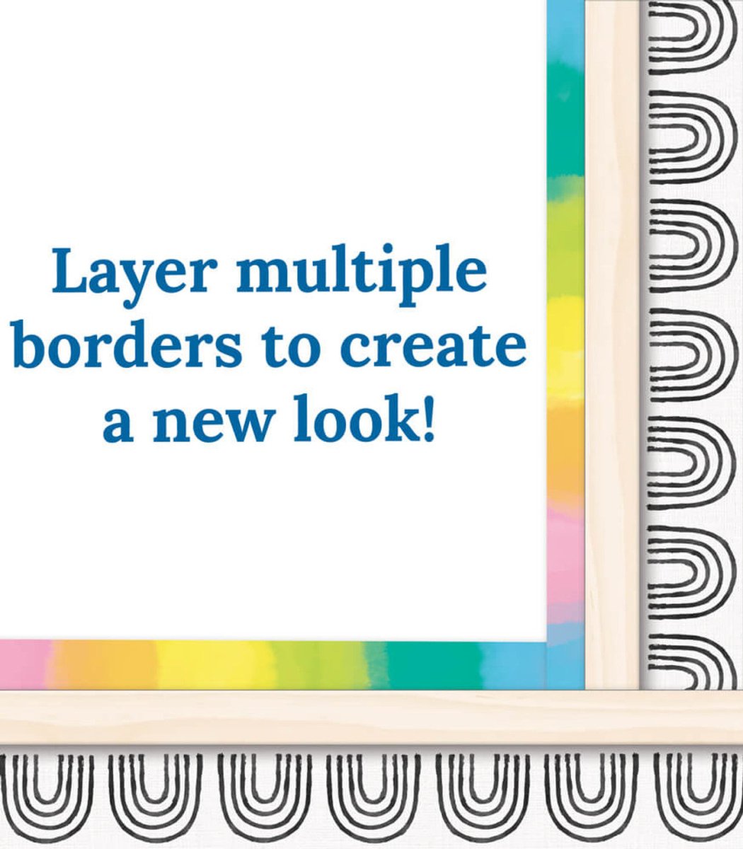 Creatively Inspired Black & White Rainbows Straight Bulletin Board Borders-Borders-Tools 4 Teaching-Classroom Decor and More