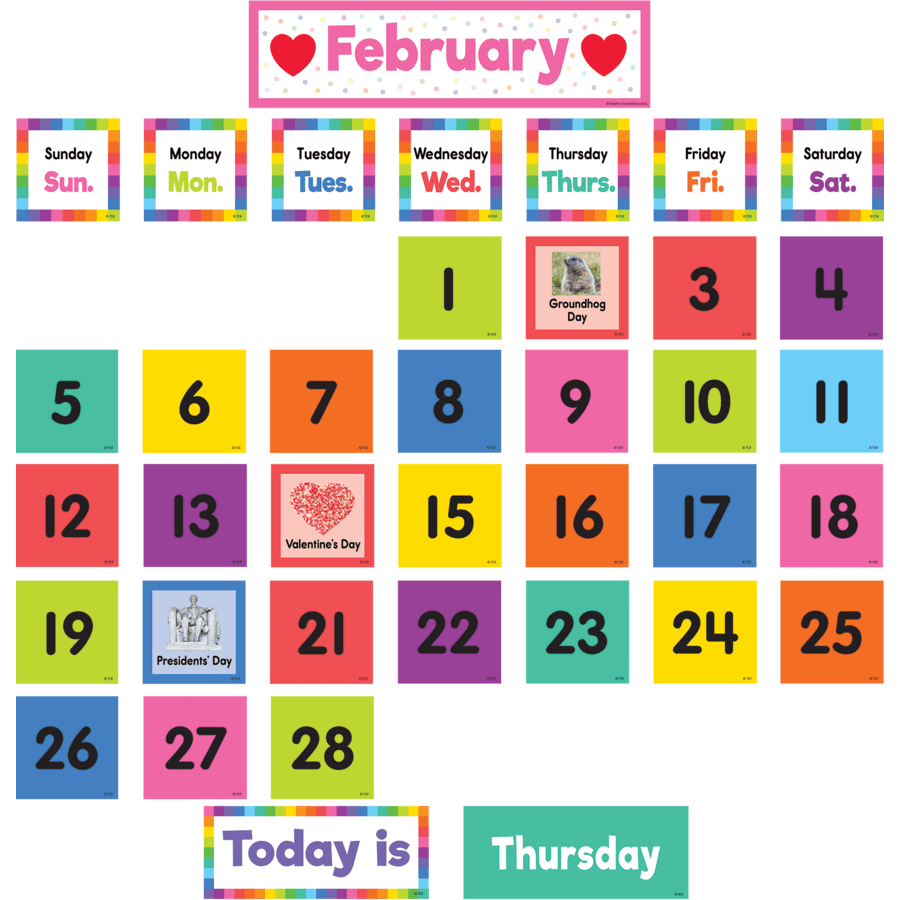 Colorful Calendar Pocket Chart Cards-Mini Bulletin Boards-Tools 4 Teaching-Classroom Decor and More