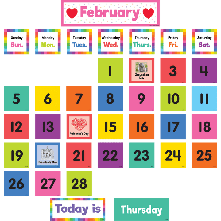Colorful Calendar Pocket Chart Cards-Mini Bulletin Boards-Tools 4 Teaching-Classroom Decor and More