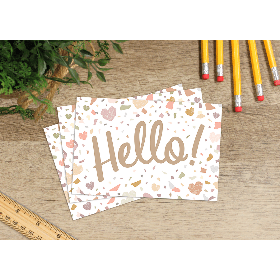 Terrazzo Tones Hello Postcards-Postcards-Tools 4 Teaching-Classroom Decor and More