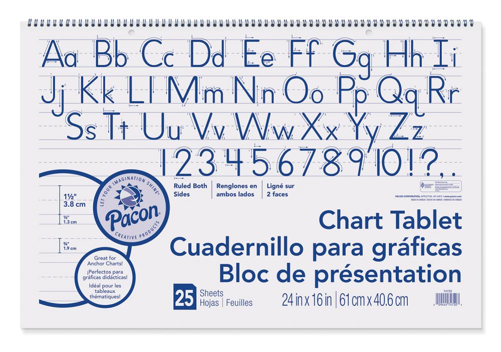 Pacon® Chart Tablet 24" X 16" Manuscript Cvr. 25 Sheets-Chart Paper-Tools 4 Teaching-Classroom Decor and More
