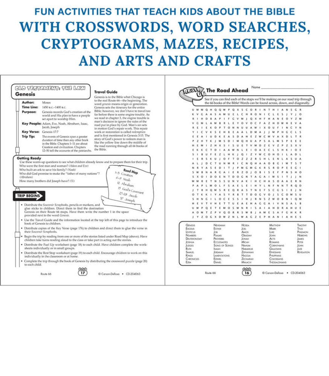 Route 66: A Trip through the 66 Books of the Bible Resource Book Grade 2-5 Paperback-Religious-Tools 4 Teaching-Classroom Decor and More