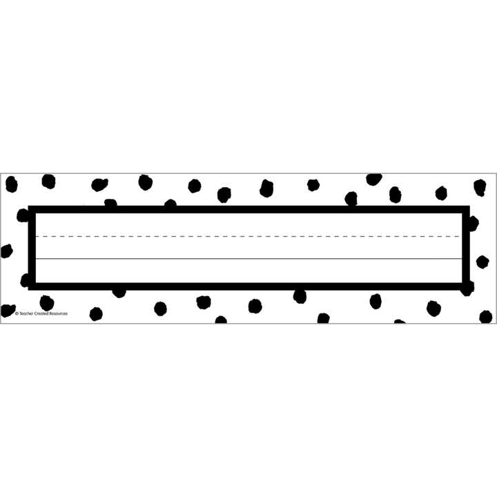 Black Painted Dots on White Flat Nameplates-Nameplates & Name Tags-Tools 4 Teaching-Classroom Decor and More
