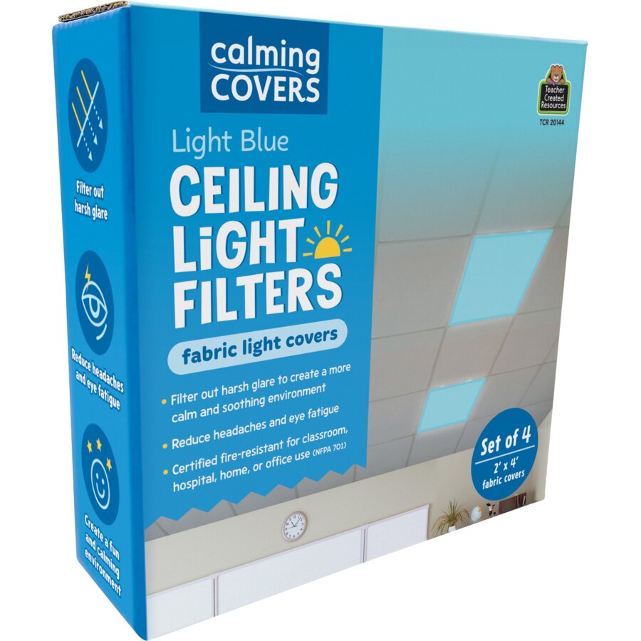 Light Blue Calming Covers Ceiling Light Filters-Classroom Essentials-Tools 4 Teaching-Classroom Decor and More