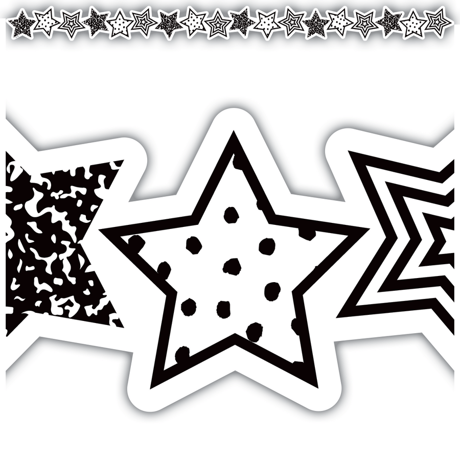 Black and White Stars Die-Cut Border Trim-Borders-Tools 4 Teaching-Classroom Decor and More