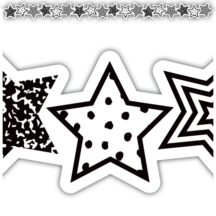 Black and White Stars Die-Cut Border Trim-Borders-Tools 4 Teaching-Classroom Decor and More