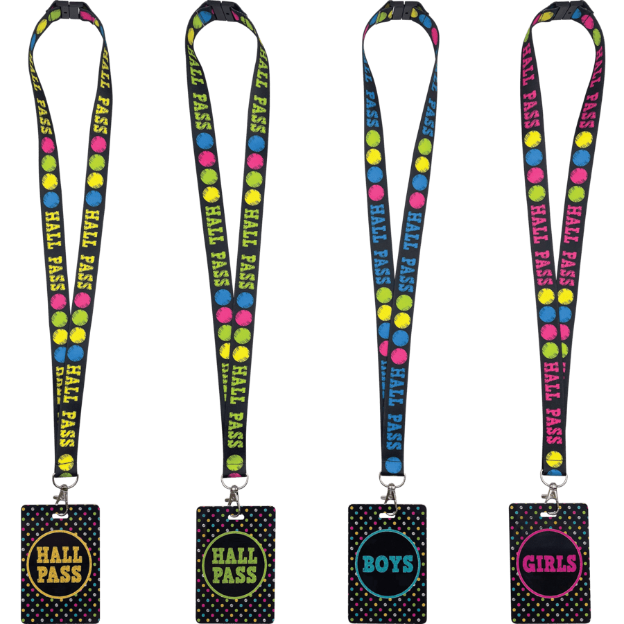 Chalkboard Brights Hall Pass Lanyards-Hall Passes-Tools 4 Teaching-Classroom Decor and More