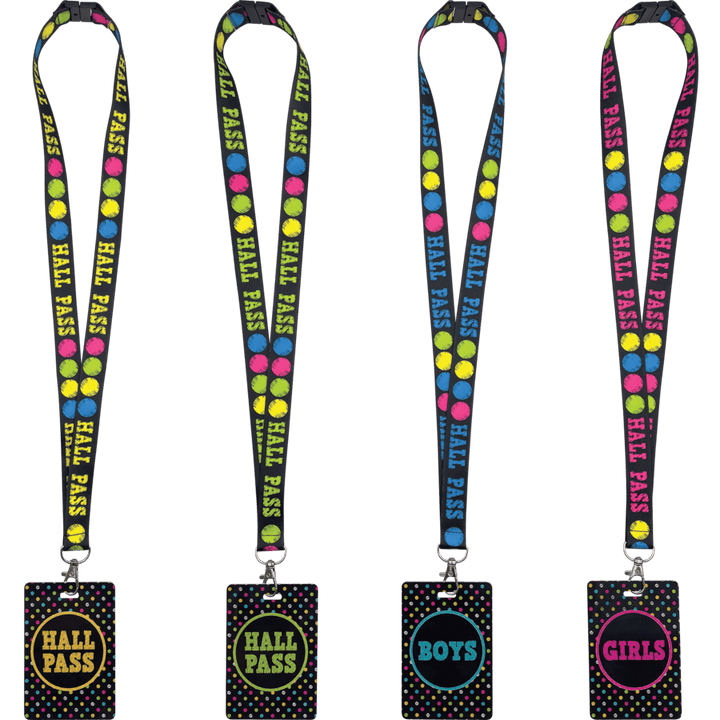 Chalkboard Brights Hall Pass Lanyards-Hall Passes-Tools 4 Teaching-Classroom Decor and More