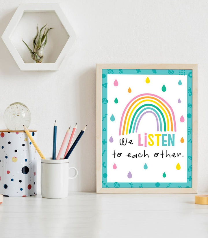 Happy Place Mini Posters: Rules for a Happy Class Poster Set-Posters-Tools 4 Teaching-Classroom Decor and More