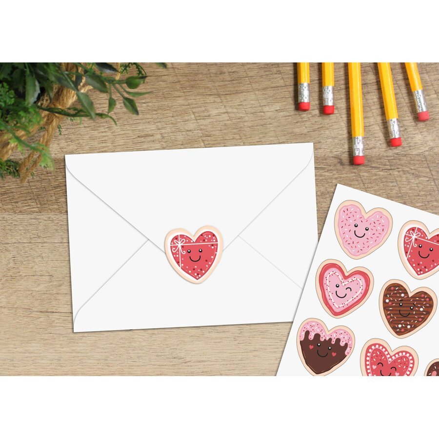 Frosted Heart Cookie Stickers-Tools 4 Teaching-Classroom Decor and More