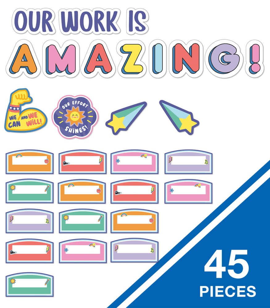 We Stick Together Our Work Is Amazing Pre-punched Bulletin Board Set Grade PK-5-Bulletin Board Sets-Tools 4 Teaching-Classroom Decor and More
