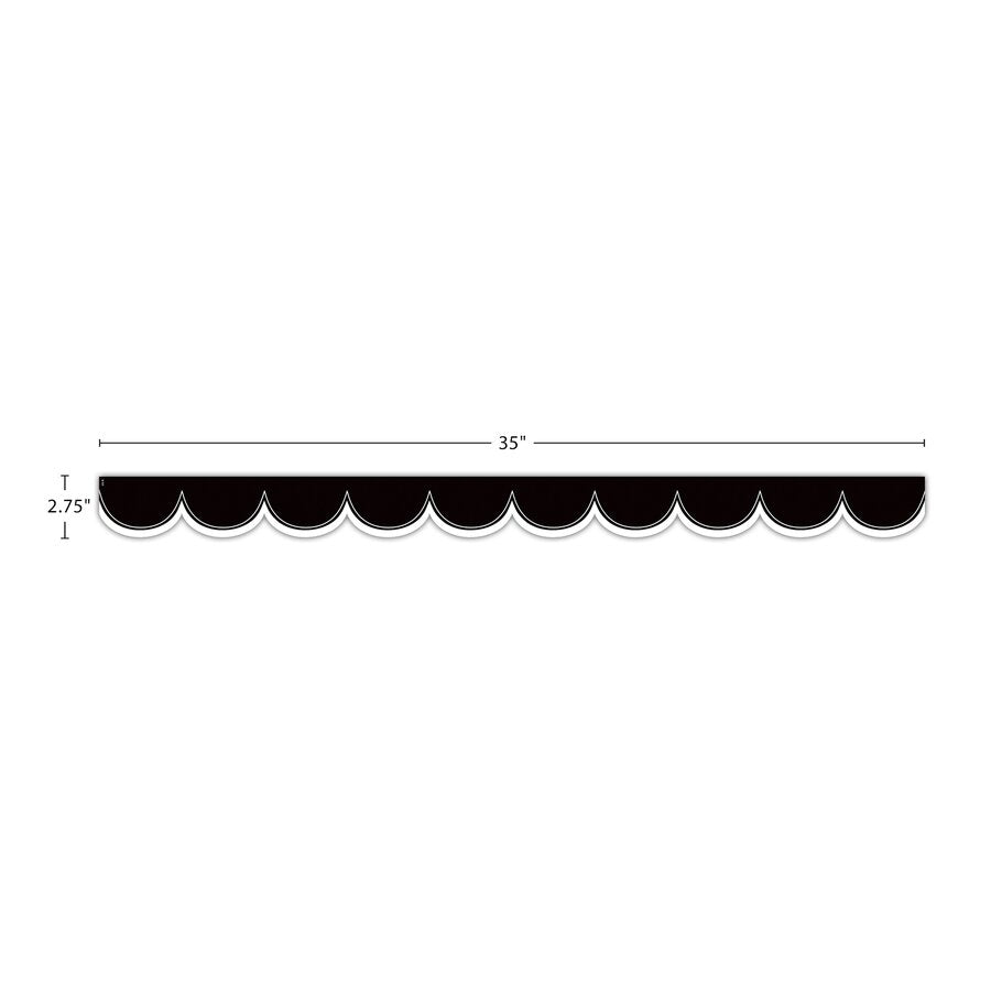 Black with White Scalloped Die-Cut Border Trim-Borders-Tools 4 Teaching-Classroom Decor and More