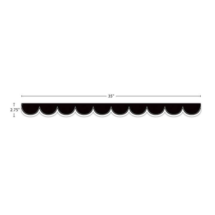 Black with White Scalloped Die-Cut Border Trim-Borders-Tools 4 Teaching-Classroom Decor and More