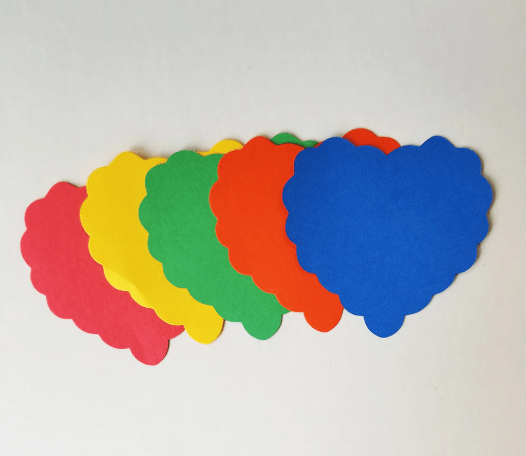 Scalloped Heart Assorted Color Creative Cut-Outs- 3"-Decor-Tools 4 Teaching-Classroom Decor and More