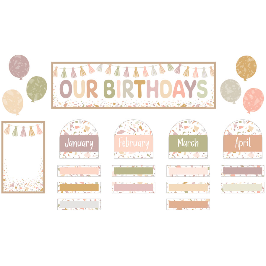 Terrazzo Tones Our Birthdays Mini Bulletin Board-Mini Bulletin Boards-Tools 4 Teaching-Classroom Decor and More