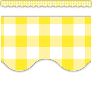 Scalloped Border Trim: Yellow Gingham-Borders-Tools 4 Teaching-Classroom Decor and More