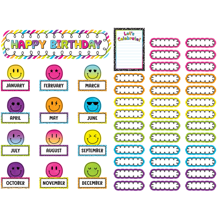 Brights 4Ever Happy Birthday Mini Bulletin Board-Bulletin Board Sets-Tools 4 Teaching-Classroom Decor and More